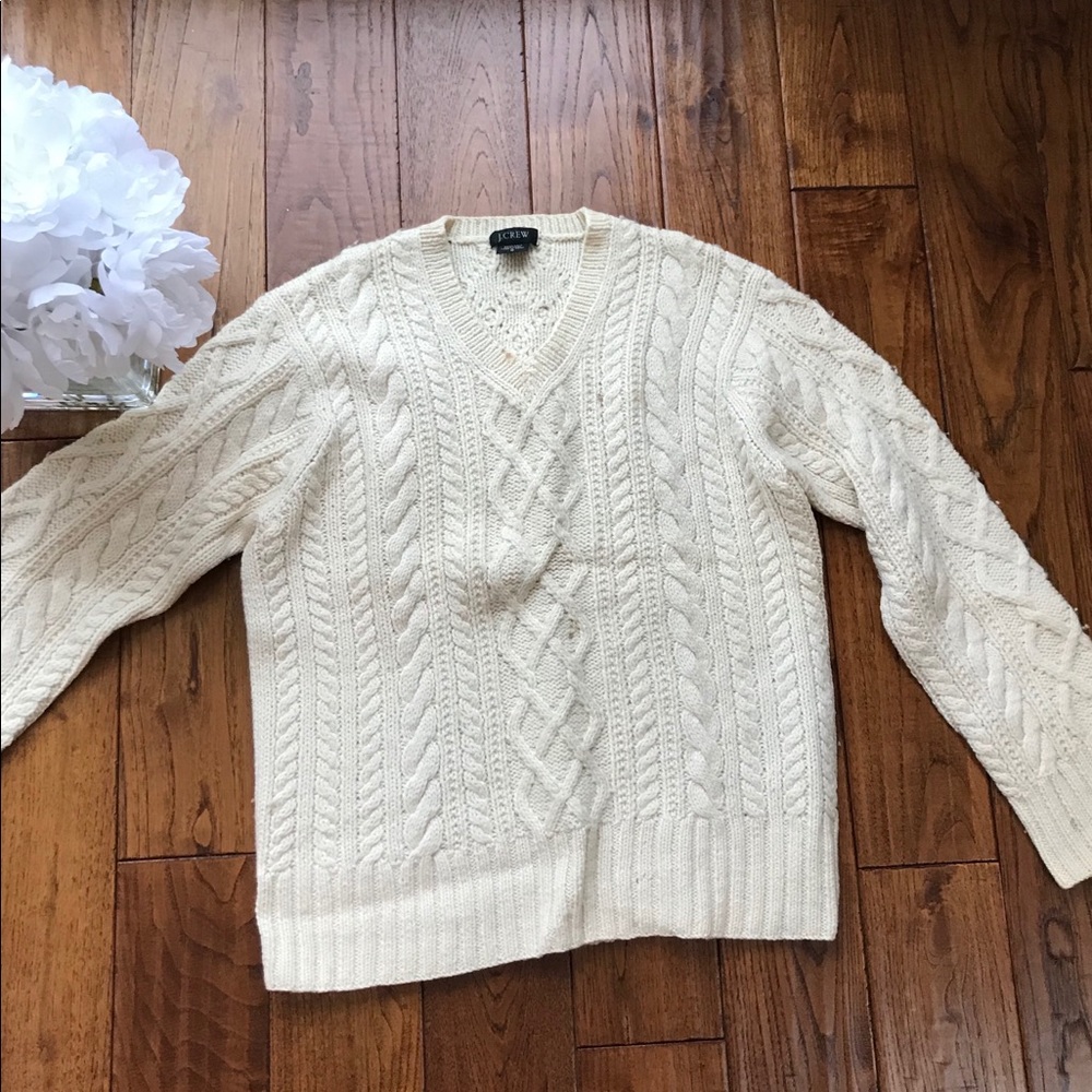 J-Crew v neck cable sweater